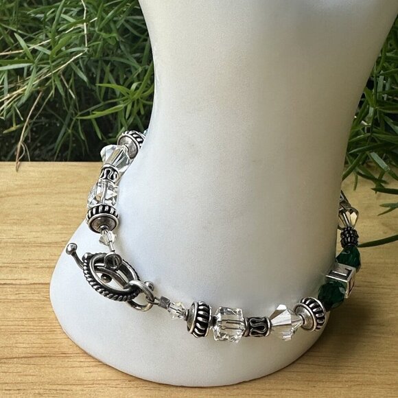 VTG Charm Bracelet Size 7 Block Letter Cross Glass Beads Colorful Sterling 18.7g - Picture 7 of 11